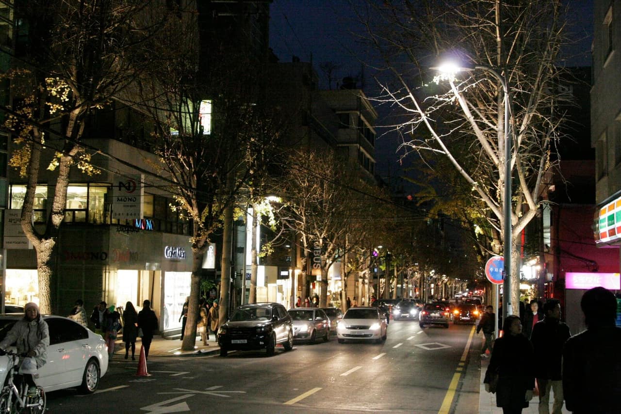Garosu-gil at night in 2009