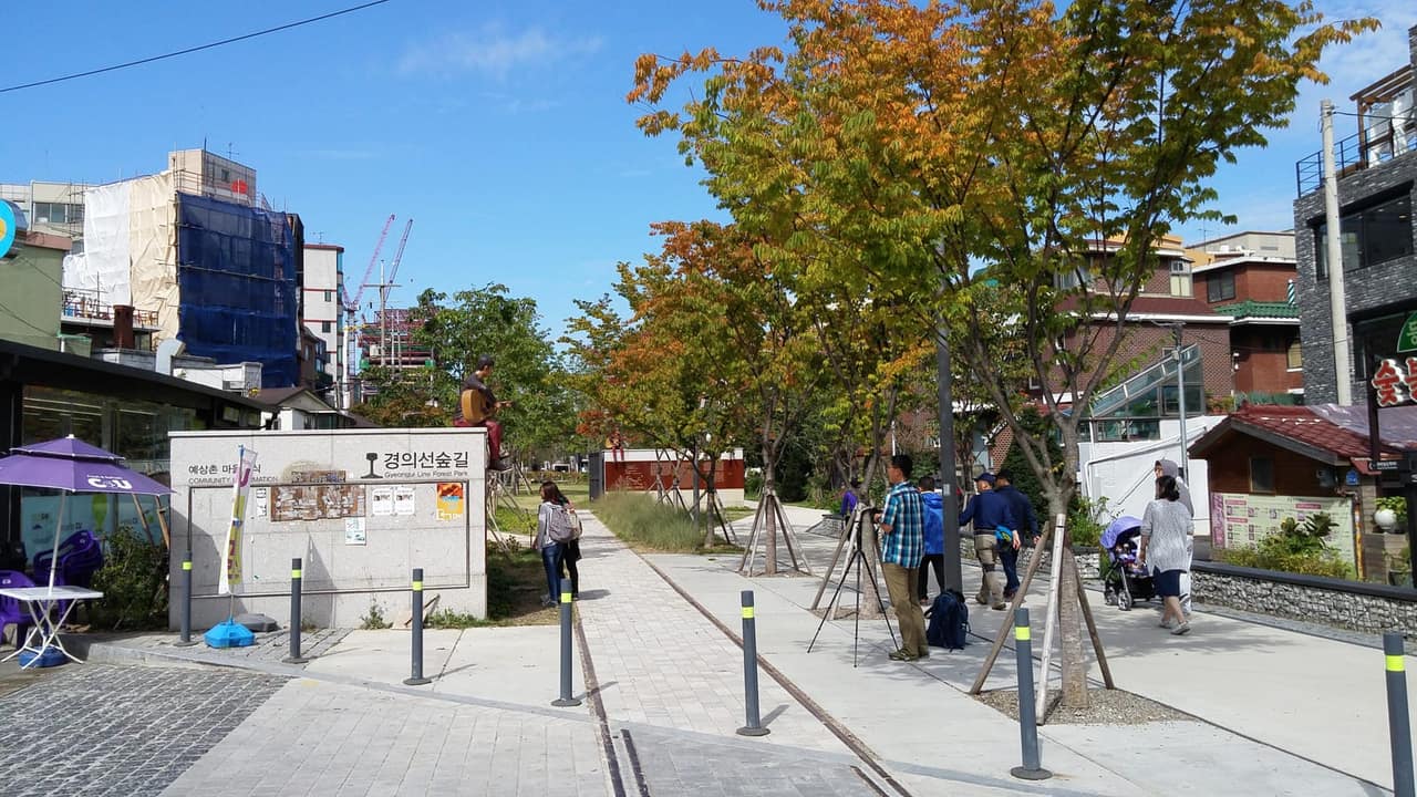 Gyeongui Line Forest Park path with old rail tracks